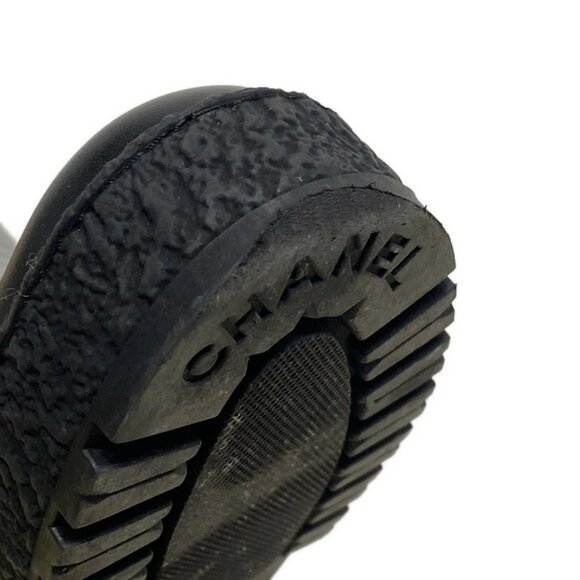 CHANEL - Gray Black Leather Chemical Fiber Women's Boots 678-040125 - Picture 5 of 8